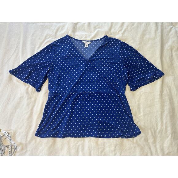 Liz Claiborne Blue Geometric Print Wrap Top | Size M - Picture 3 of 13